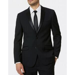 Billy London suit jacket blazer formal sport coat black satin label men's SZ 36